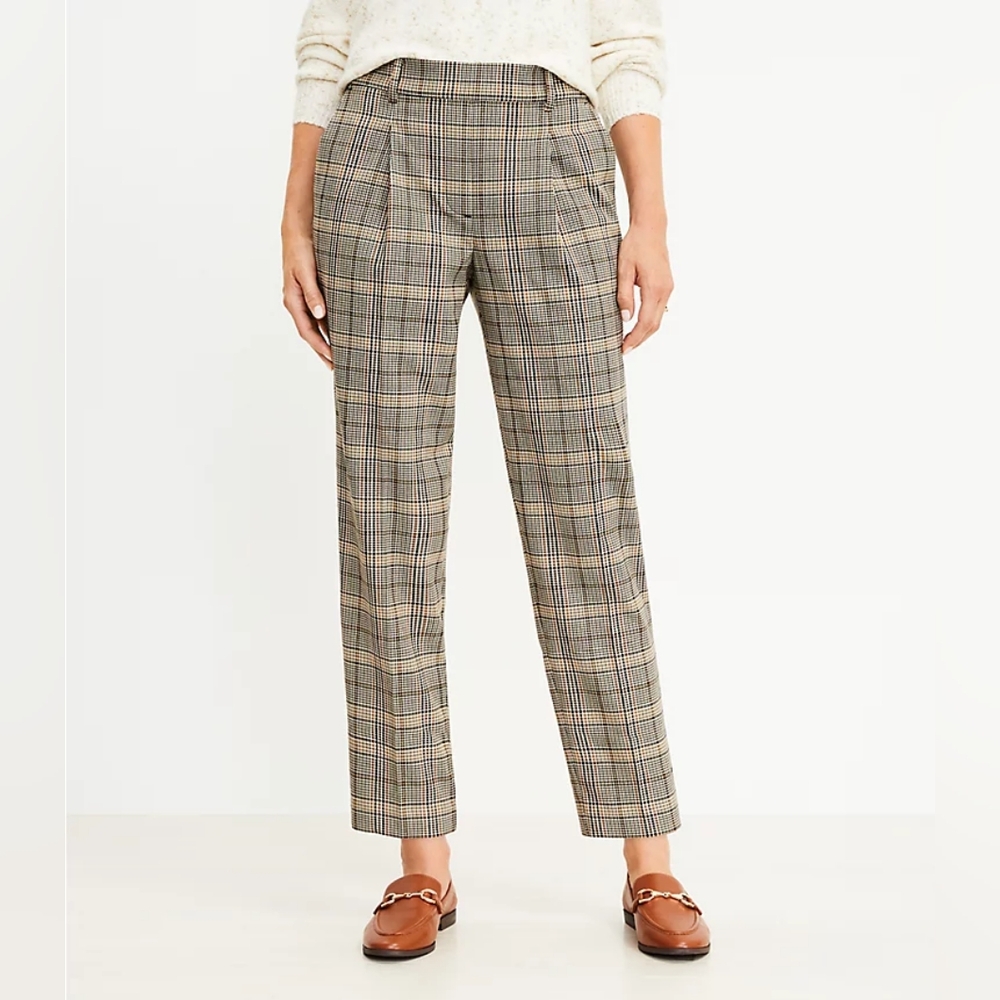 NWT LOFT Pull On Taper Pants in Shimmer Plaid